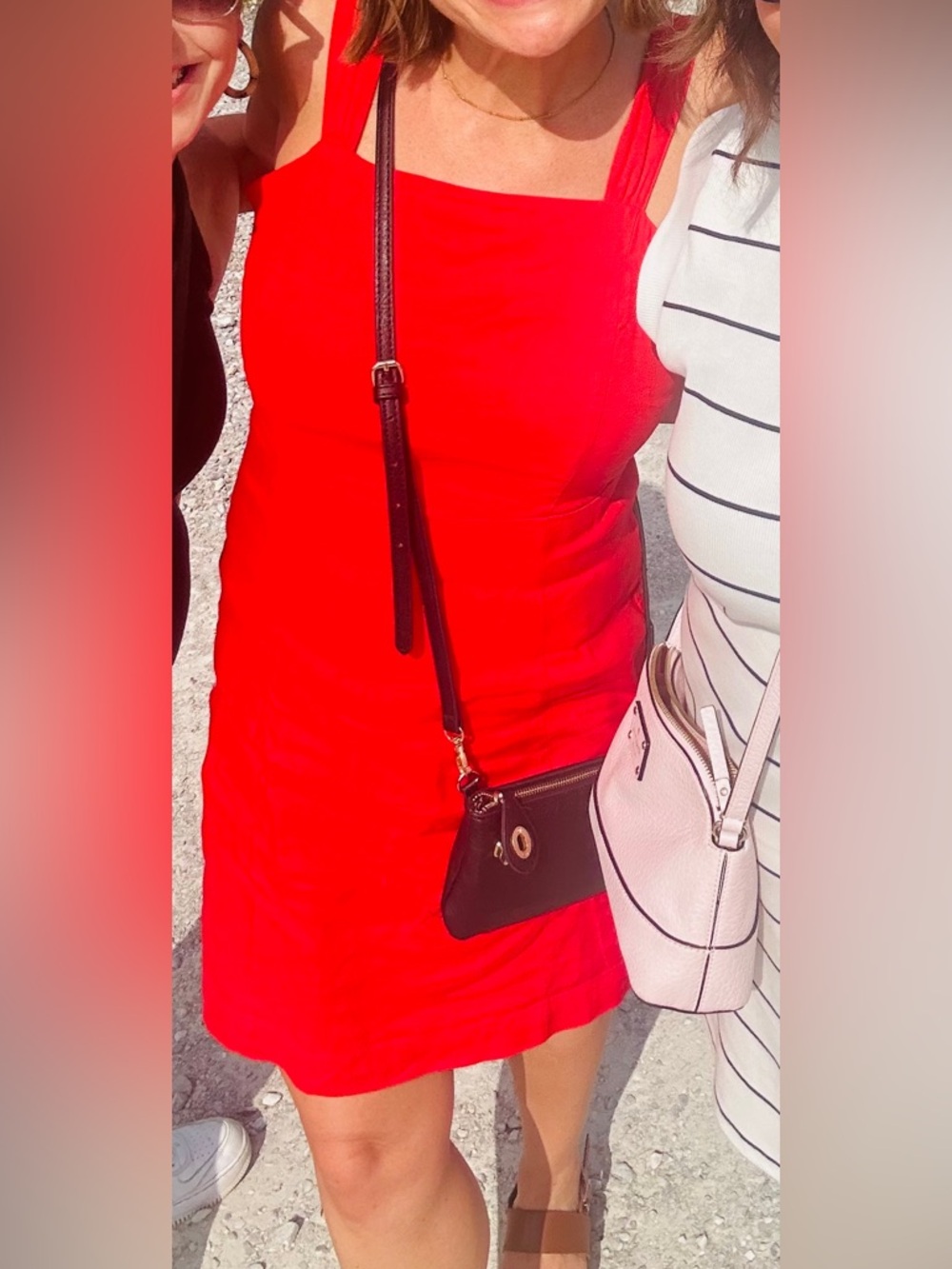 Halston Red Square-Neck Dress